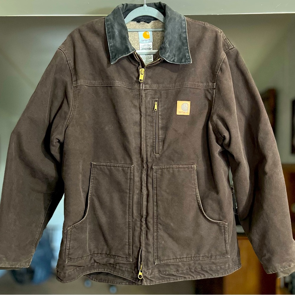 SOLD! Carhartt Ridge Duck Coat Sherpa Lined Sandstone C61 Men’s Large